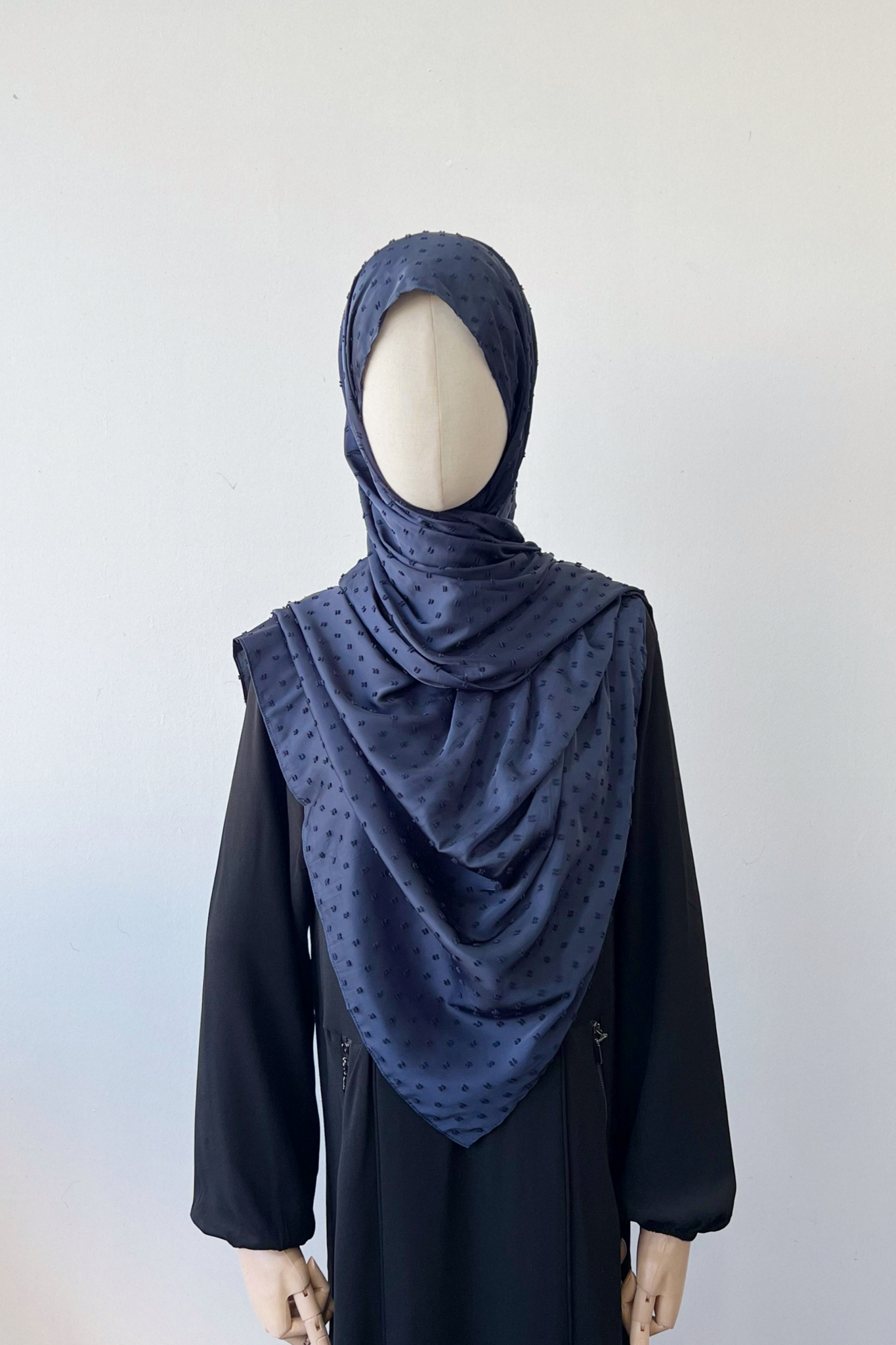 Arriana Pompom Shawl- 19 NAVY BLUE