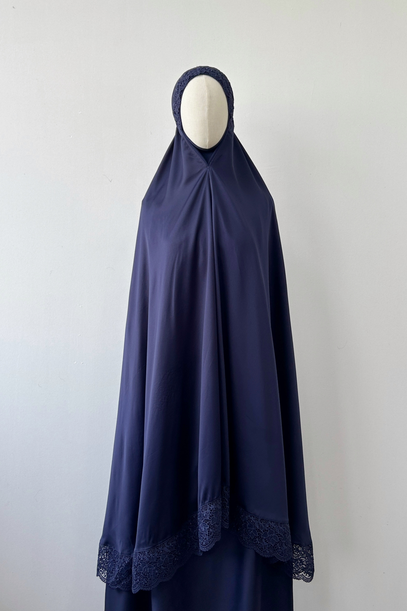 Telekung Satin Single Laced- NAVY *NEW*