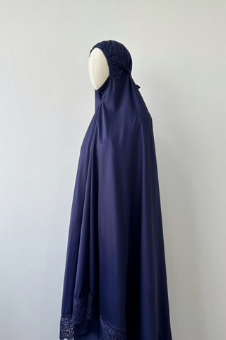 Telekung Satin Single Laced- NAVY *NEW*