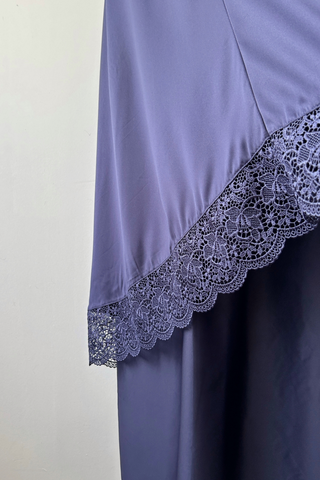 Telekung Satin Single Laced- NAVY *NEW*