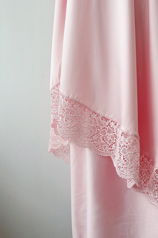 Telekung Satin Single Laced- PINK *NEW*