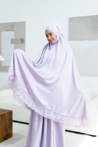 Telekung Satin Double Laced- LILAC