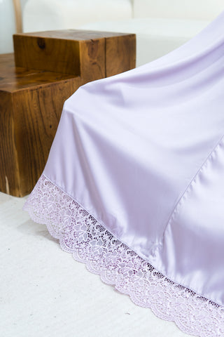 Telekung Satin Double Laced- LILAC