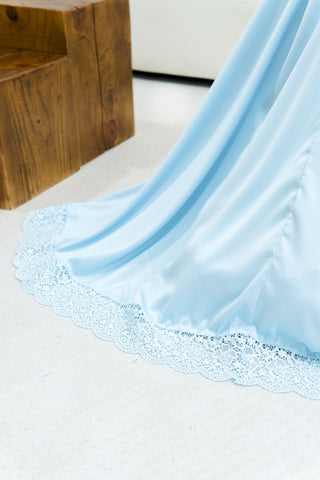 Telekung Satin Double Laced- BLUE