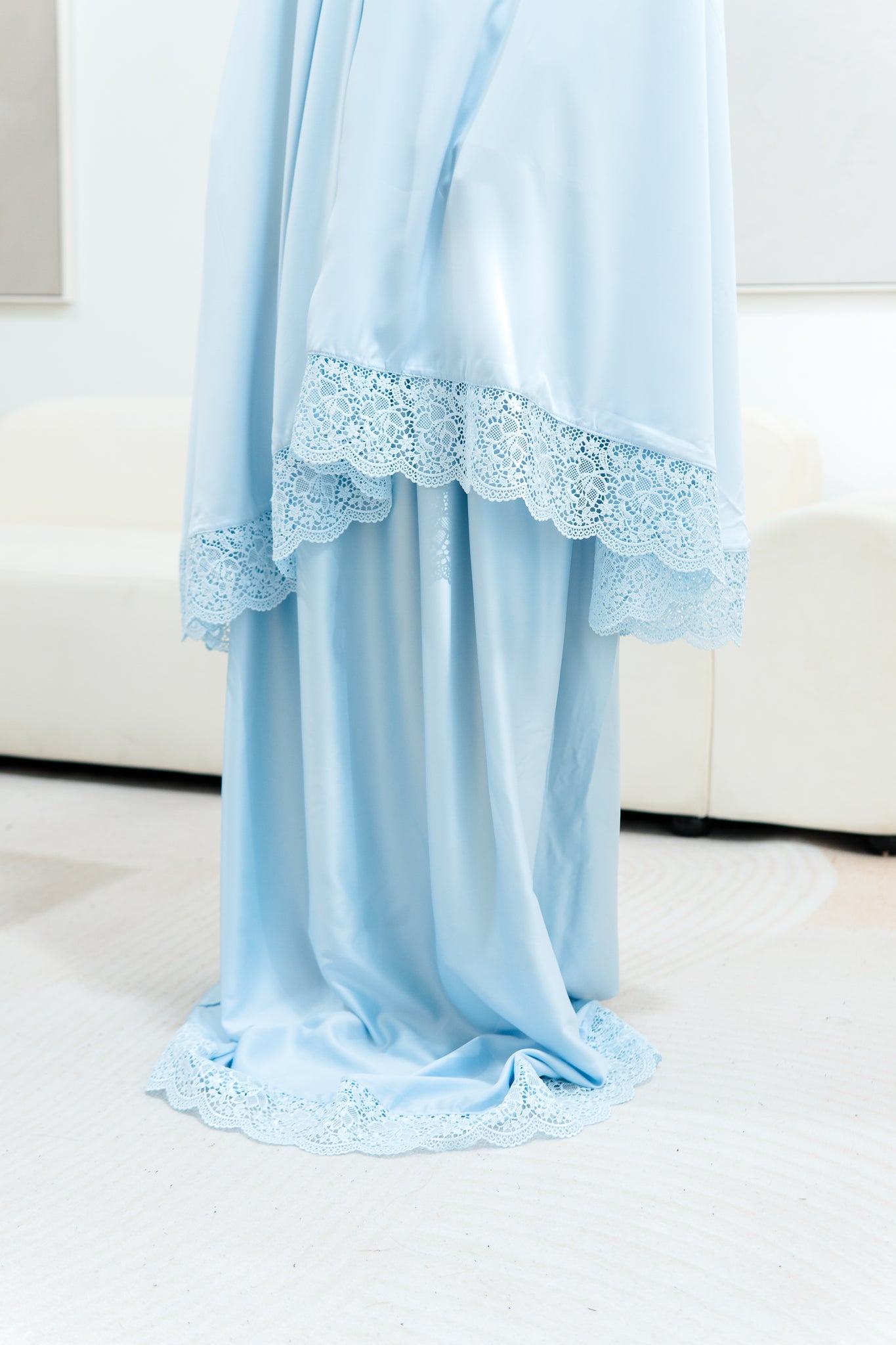 Telekung Satin Double Laced- BLUE