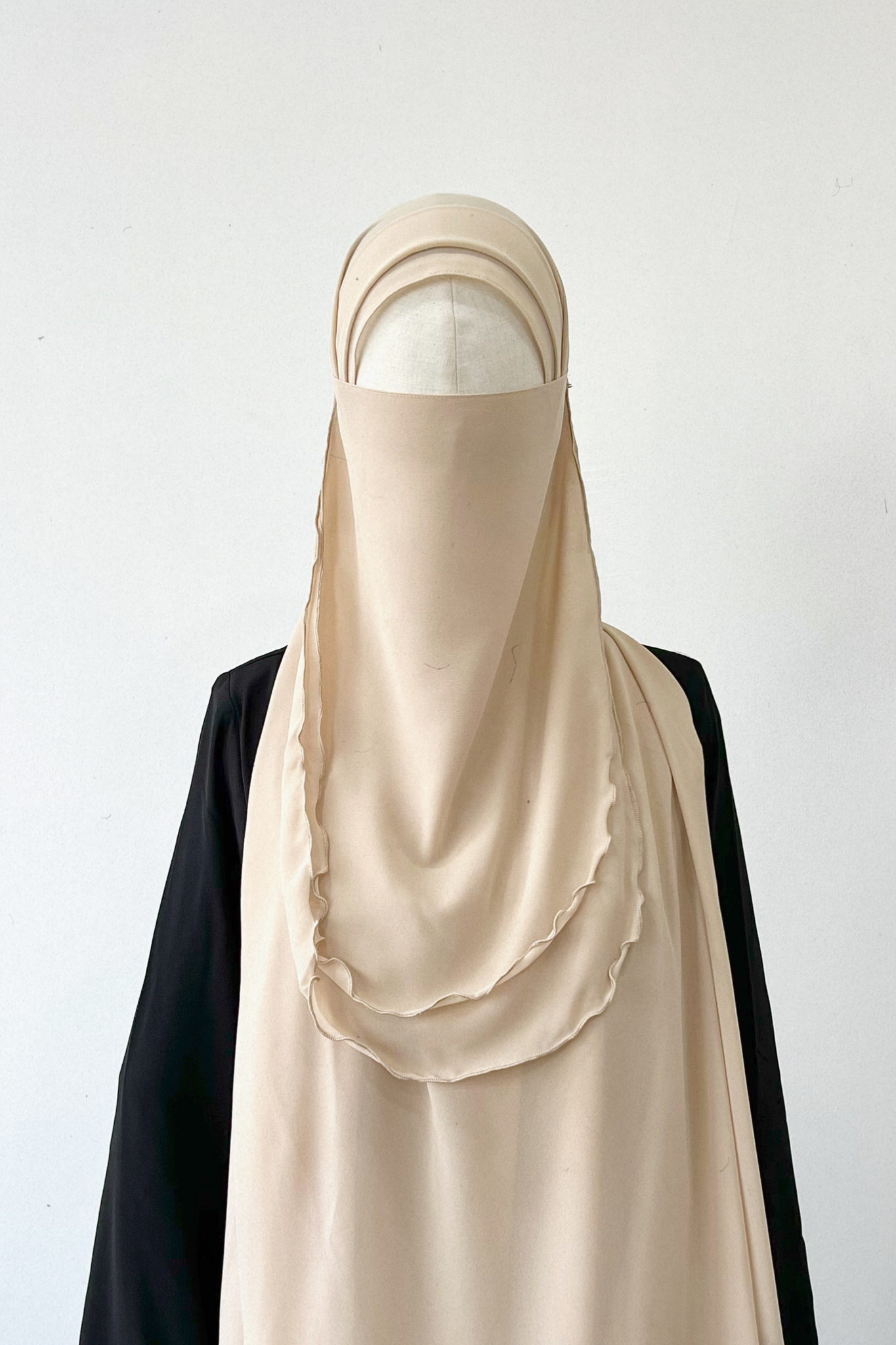 Half Niqab (Tie-Back)- 4 LIGHT BEIGE