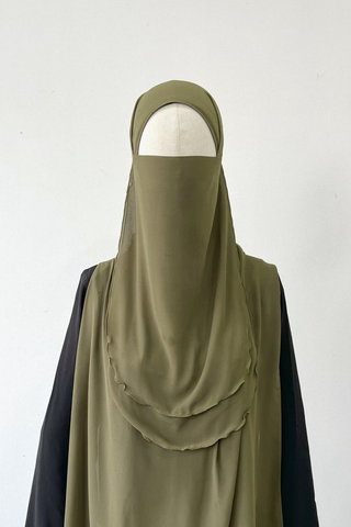 Half Niqab (Tie-Back)- 51A OLIVE GREEN